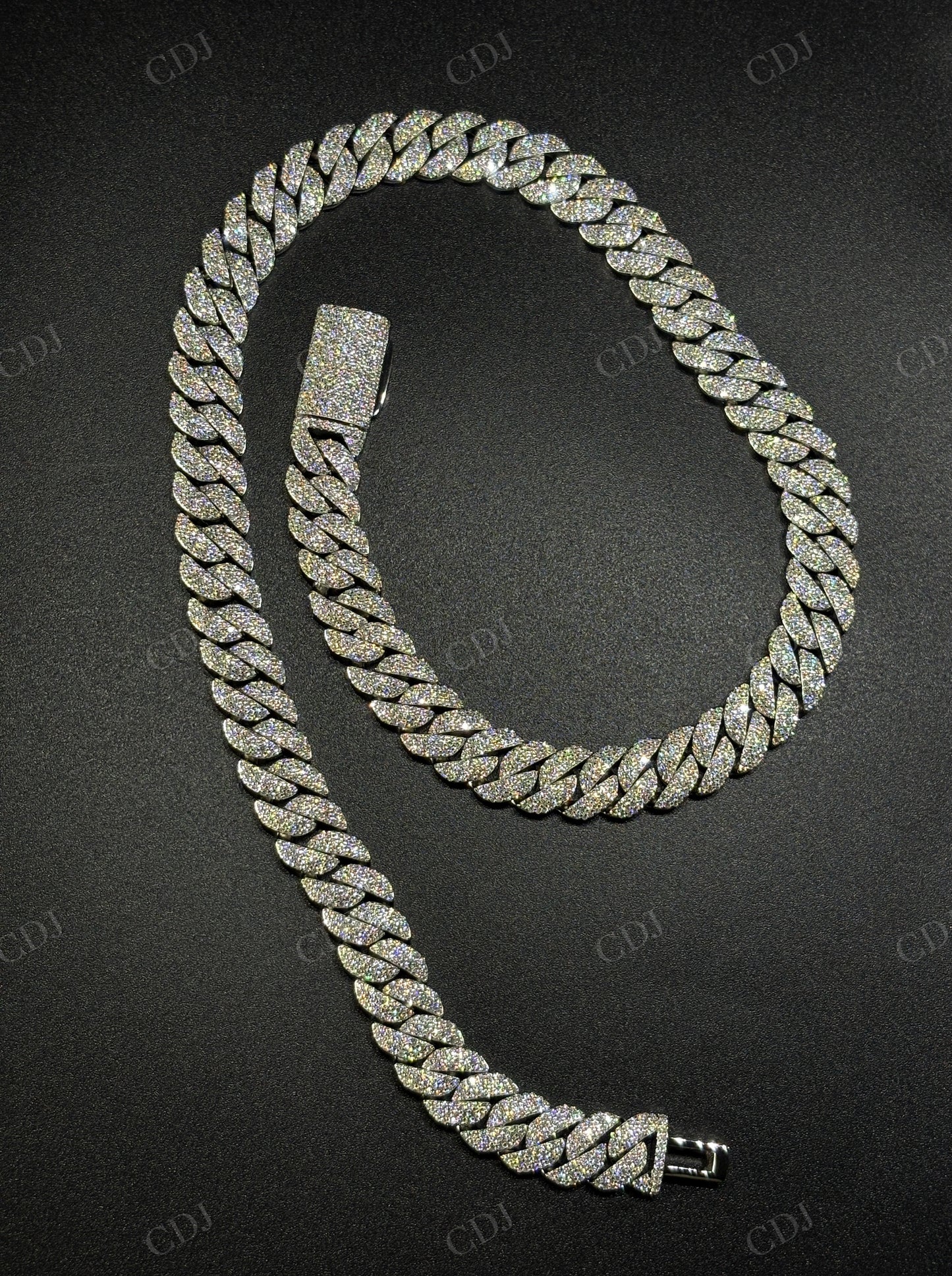 12mm Arc 3row 925 Sterling Silver Moissanite Cuban Chain