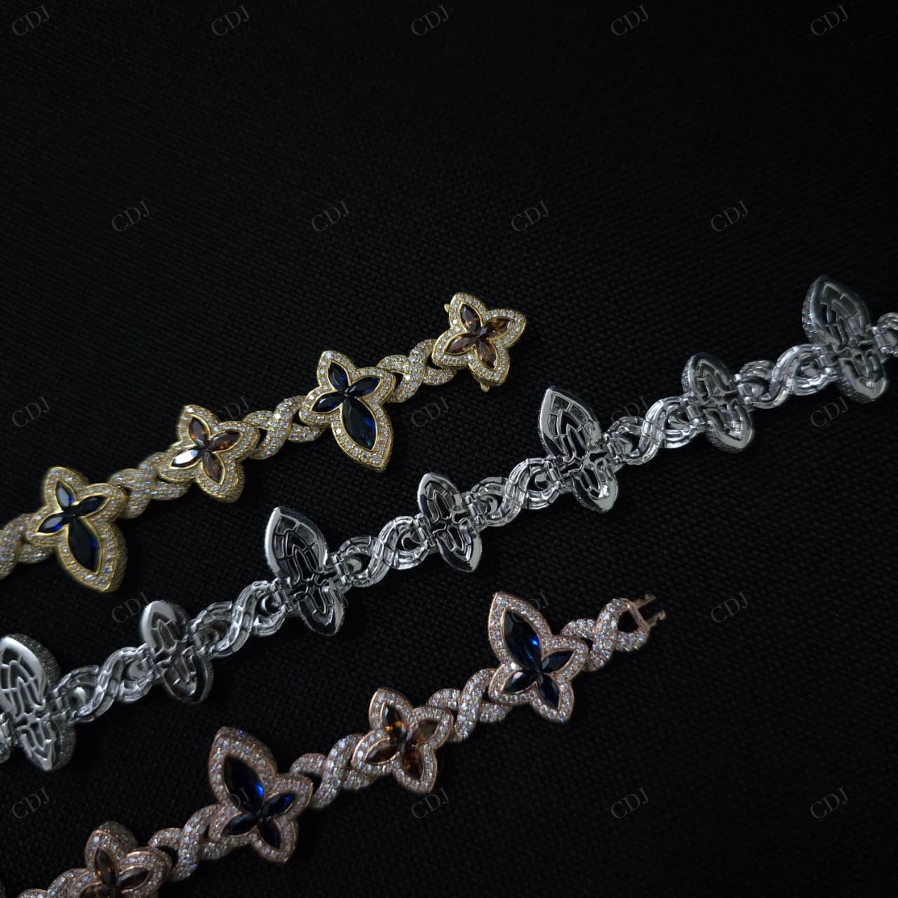 Big Small Marquise Moissanite Silver Bracelet