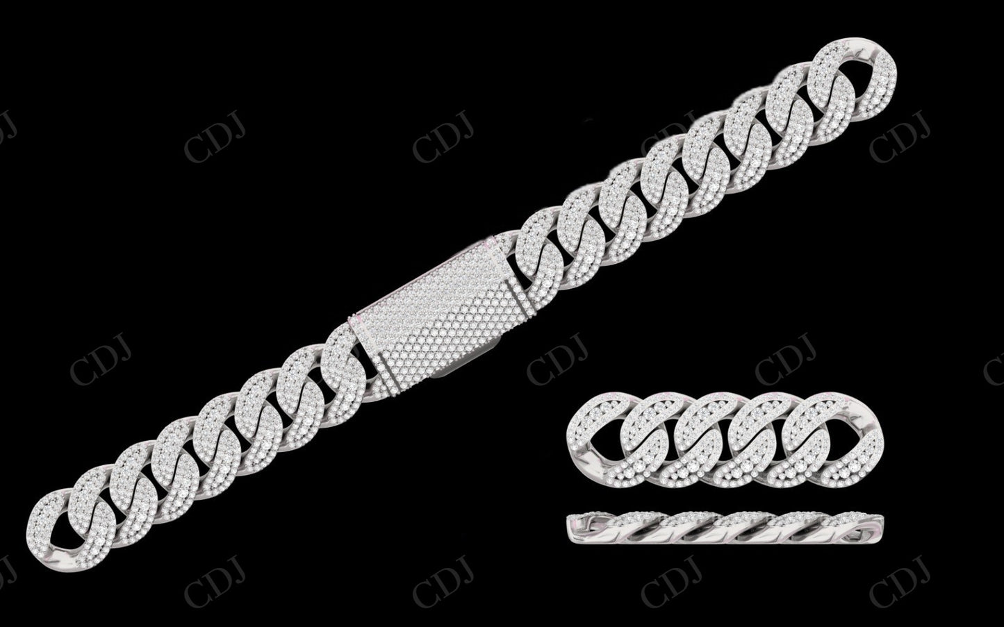 18mm Middle Big Diamond Round Sterling Silver Moissanite Cuban Chain