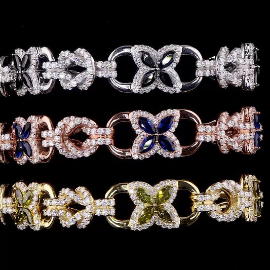 Marquise Sterling Silver Moissanite Bracelet
