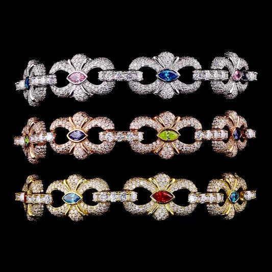 Horizontal Marquise Moissanite Diamond Bracelet