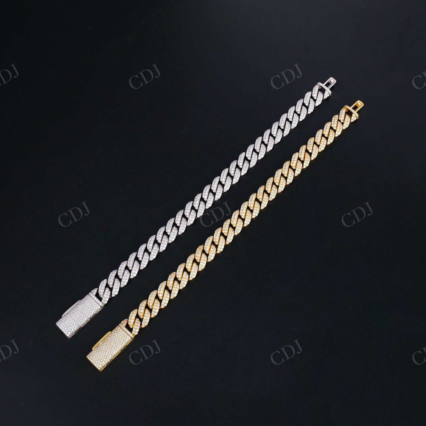 10mm Two Row Round Sterling Silver Moissanite Chain