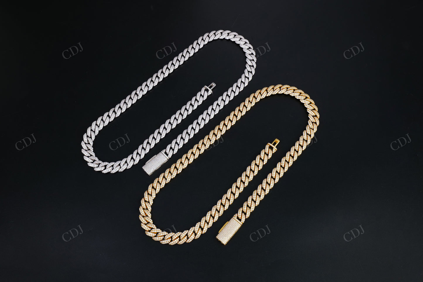 10mm Two Row Round Sterling Silver Moissanite Chain