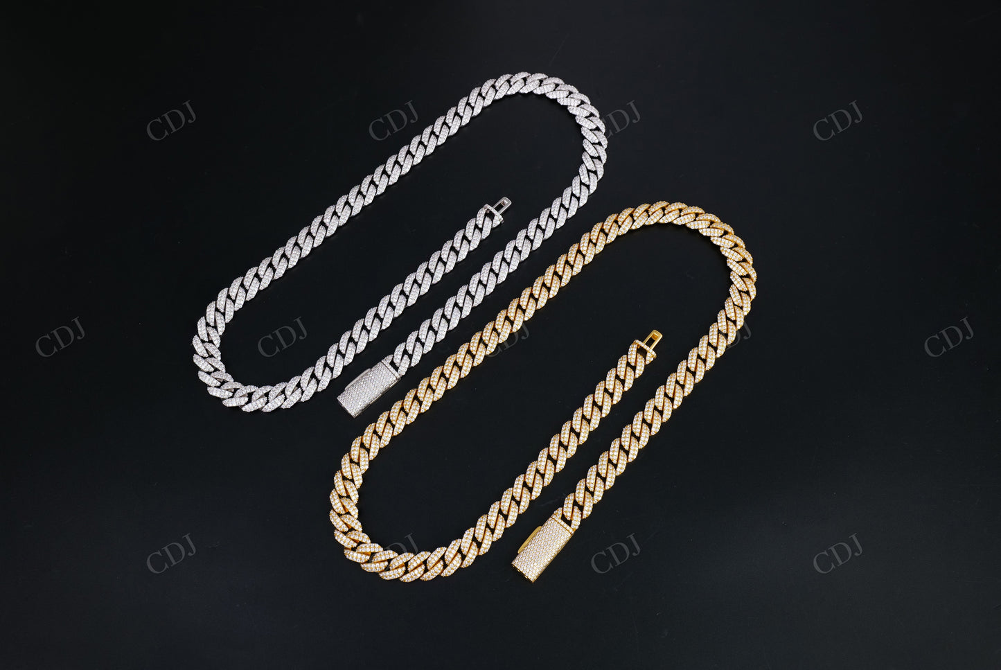 10mm Two Row Round Sterling Silver Moissanite Chain