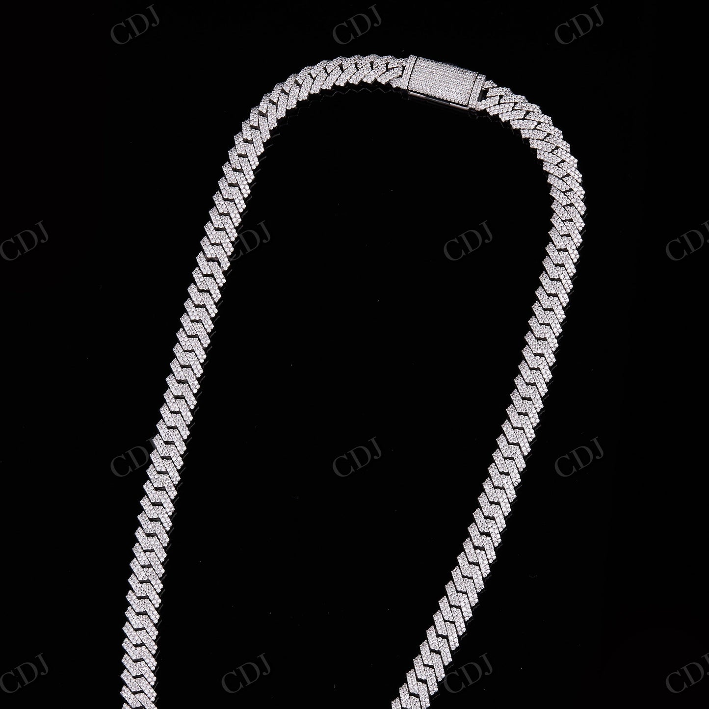 10mm Two Row Curve 925 Sterling Silver Moissanite Chain