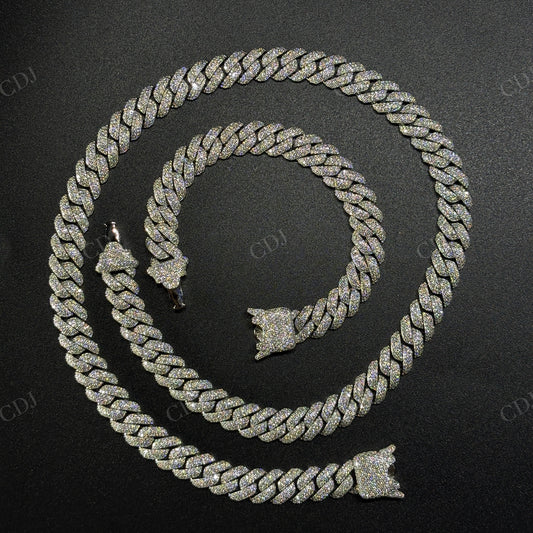 10mm Dior Lock 925 Sterling Silver Moissanite Chain