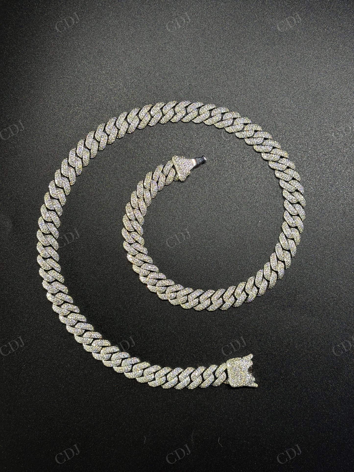 10mm Dior Lock 925 Sterling Silver Moissanite Chain