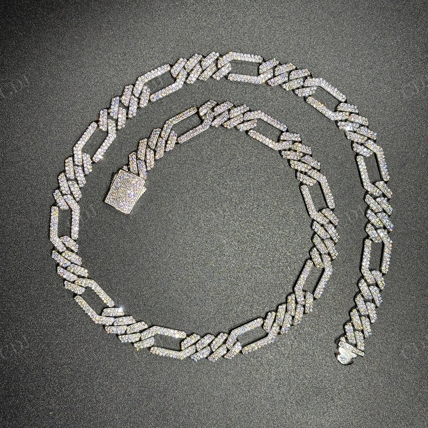 10mm 925 Sterling Silver Moissanite Figro  Chian