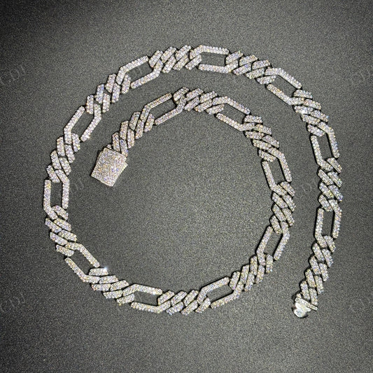 10mm 925 Sterling Silver Moissanite Figro  Chian