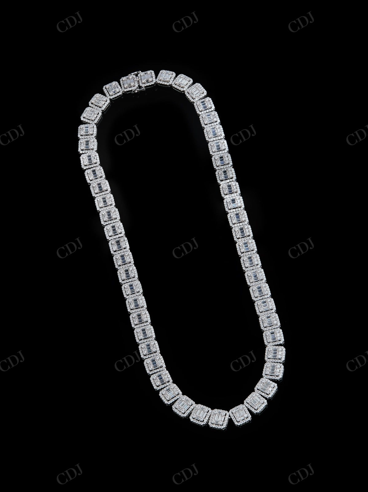 12.20mm Baguette 925 Sterling Silver Chain