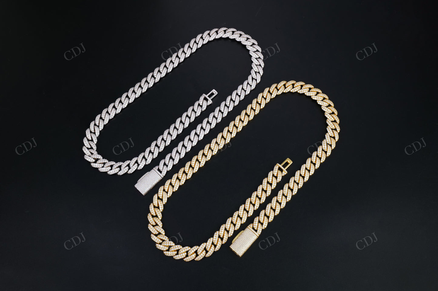 12mm 2row Round Moissanite Sterling Silver Chain