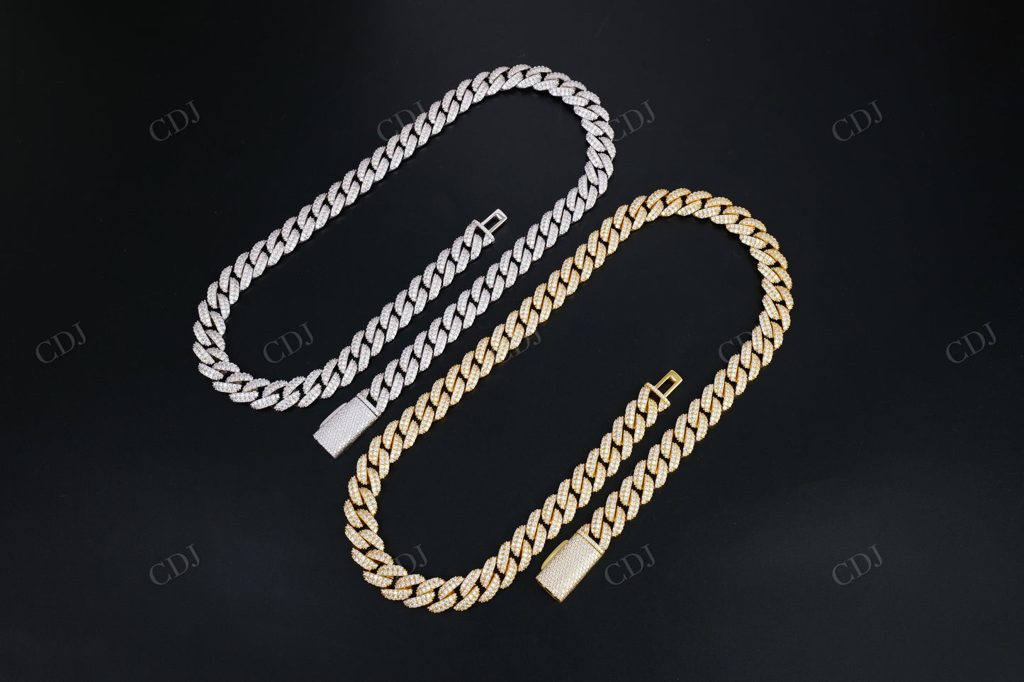 12mm 2row Round Moissanite Sterling Silver Chain