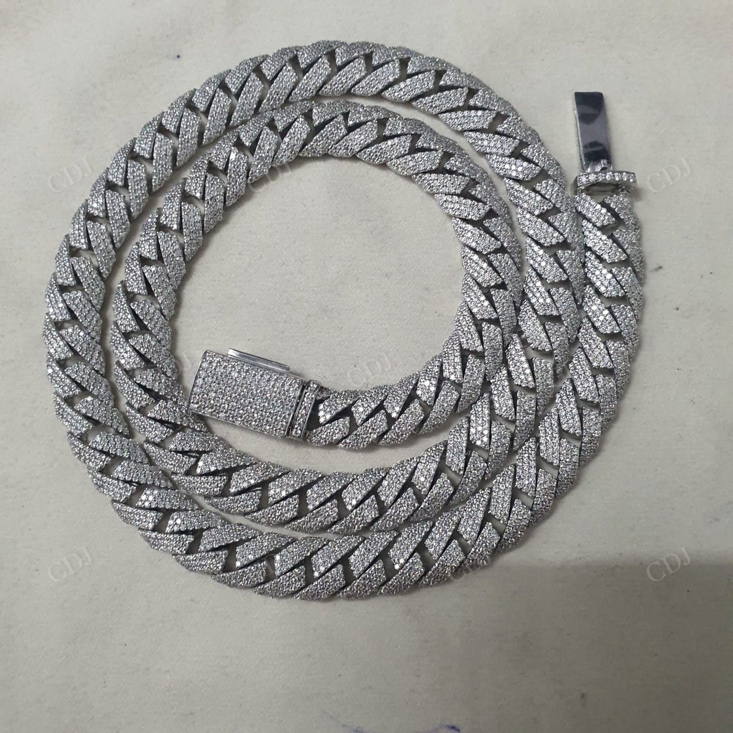 12mm 3 Row Curve 925 Sterling Silver Moissanite Chain