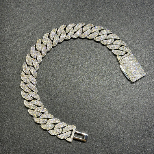 12mm Arc 3row 925 Sterling Silver Moissanite Cuban Chain