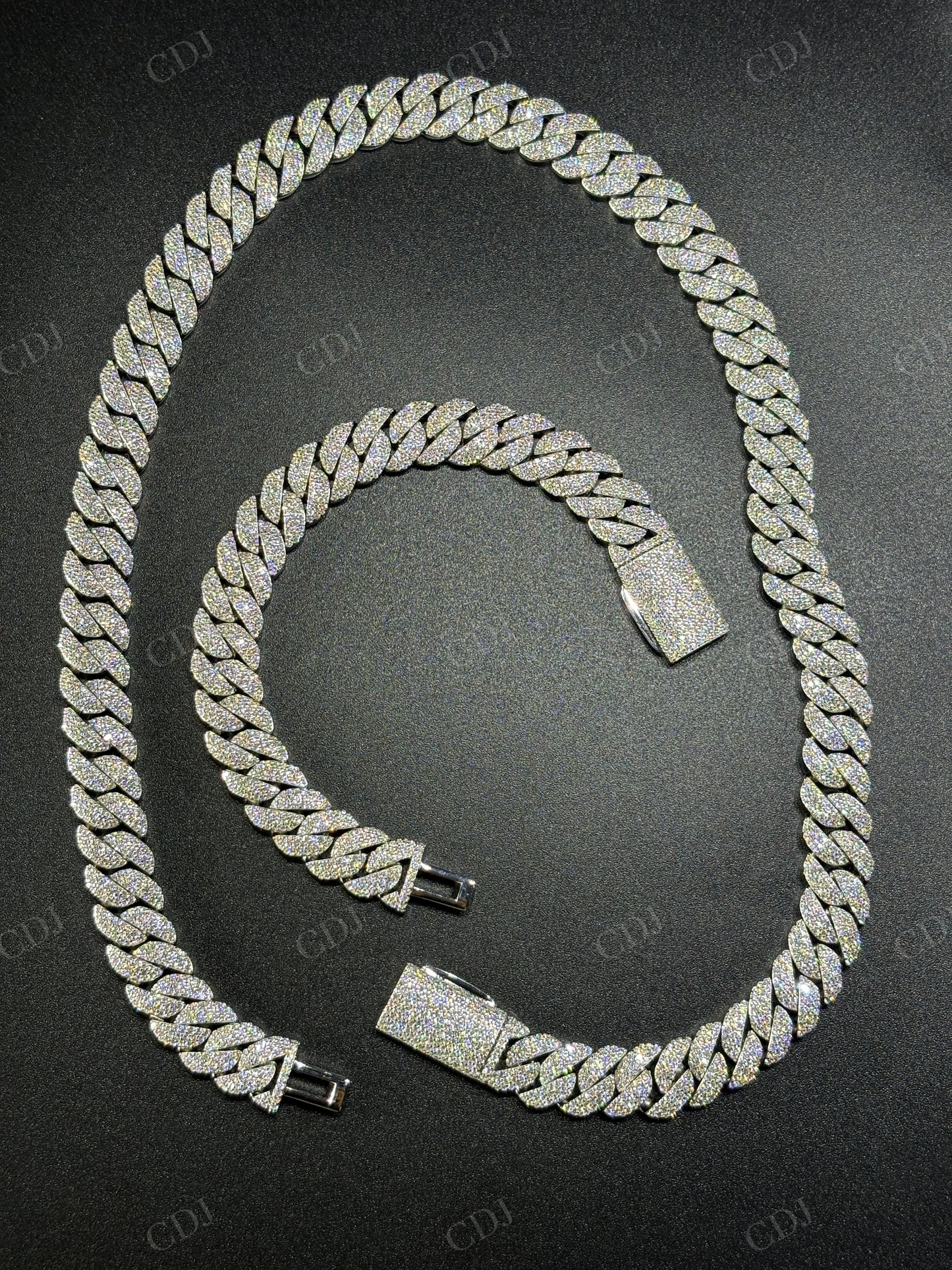 12mm Arc 3row 925 Sterling Silver Moissanite Cuban Chain