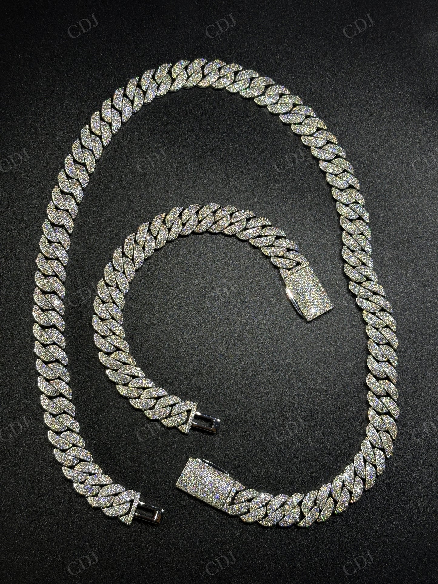 12mm Arc 3row 925 Sterling Silver Moissanite Cuban Chain