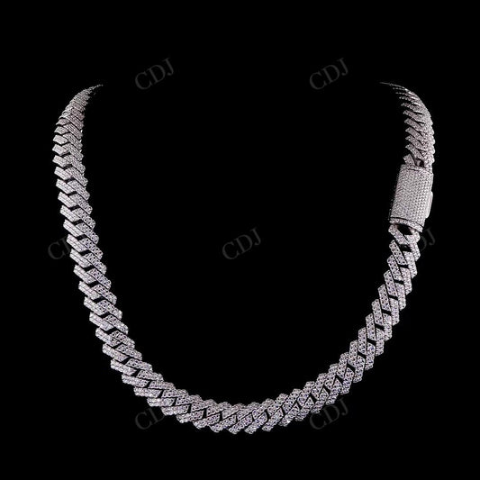 12mm 2 Row Curve Sterling Silver Moissanite Cuban Chain