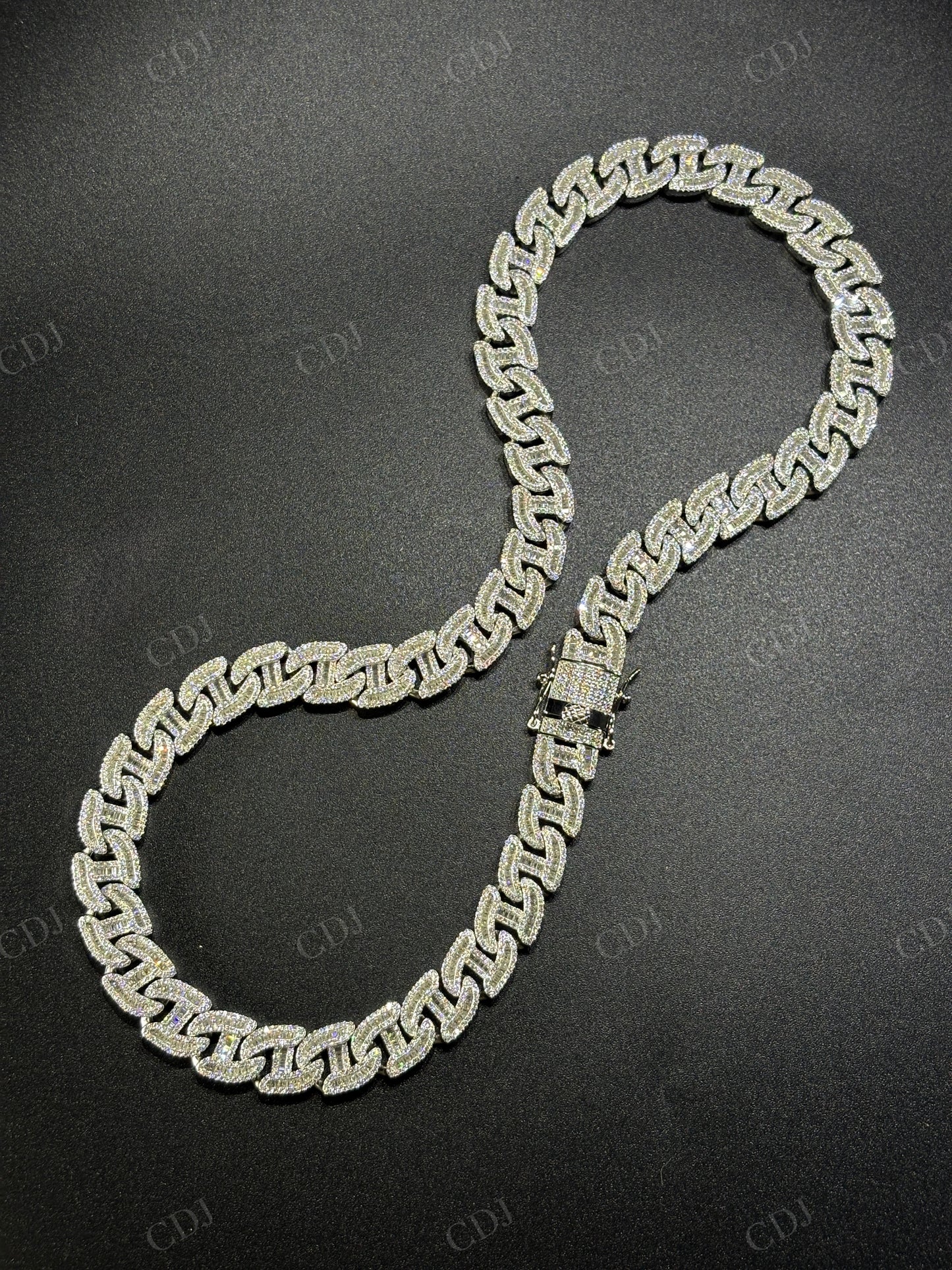 12mm 925 Sterling Silver Moissanite H Link Chain