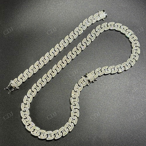 12mm 925 Sterling Silver Moissanite H Link Chain