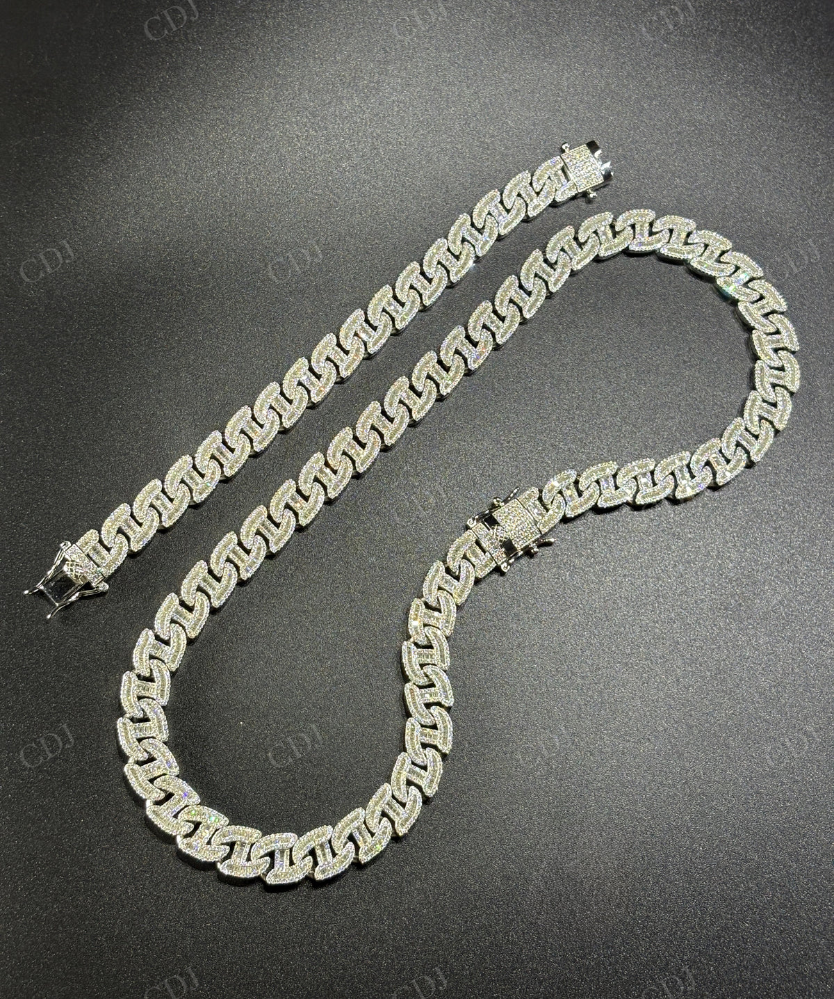 12mm 925 Sterling Silver Moissanite H Link Chain