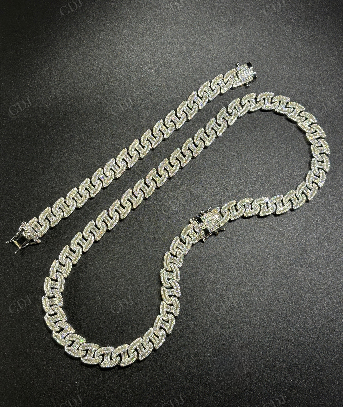 12mm 925 Sterling Silver Moissanite H Link Chain