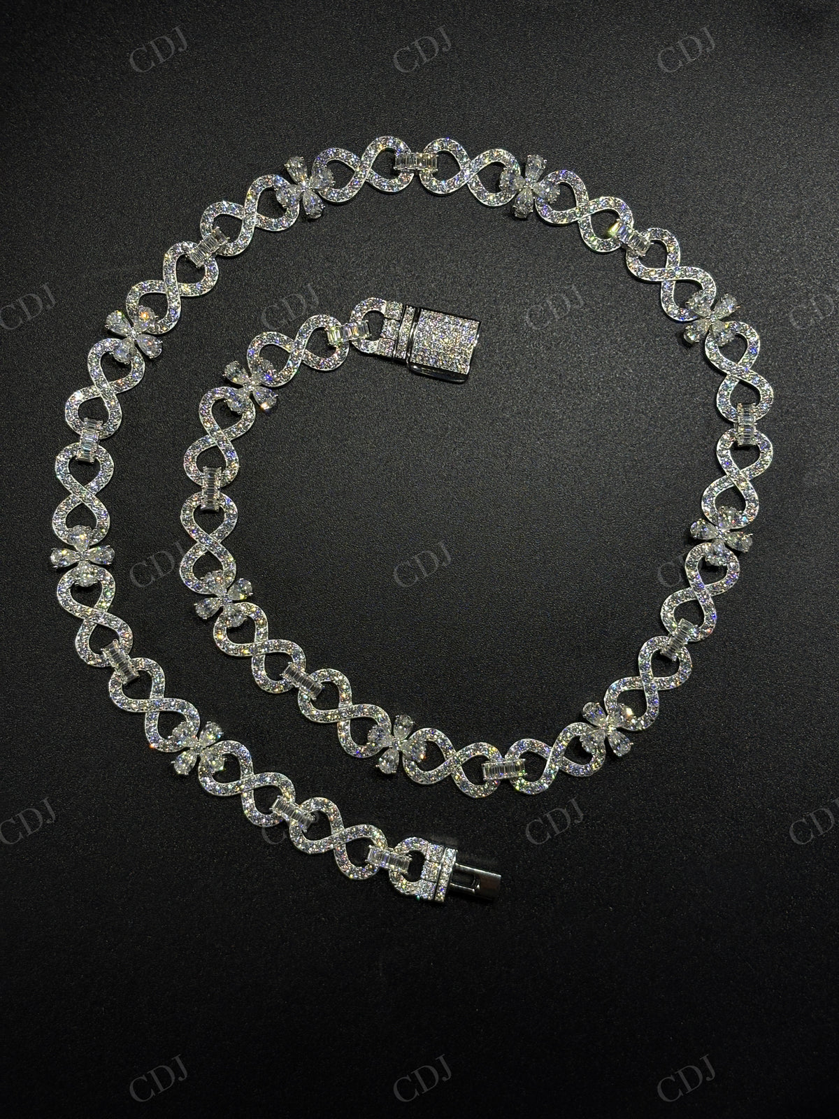 12mm Sterling Silver Moissanite Infinity Flower Chain