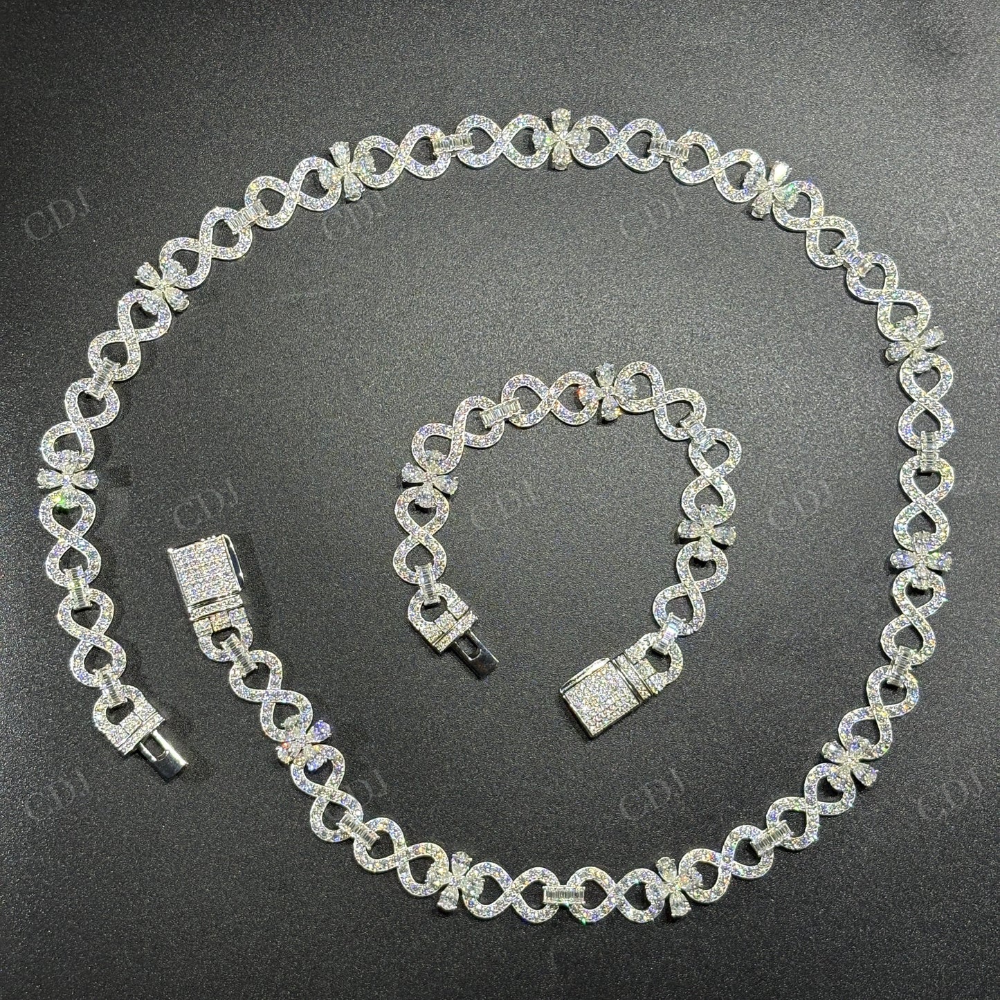 12mm Sterling Silver Moissanite Infinity Flower Chain