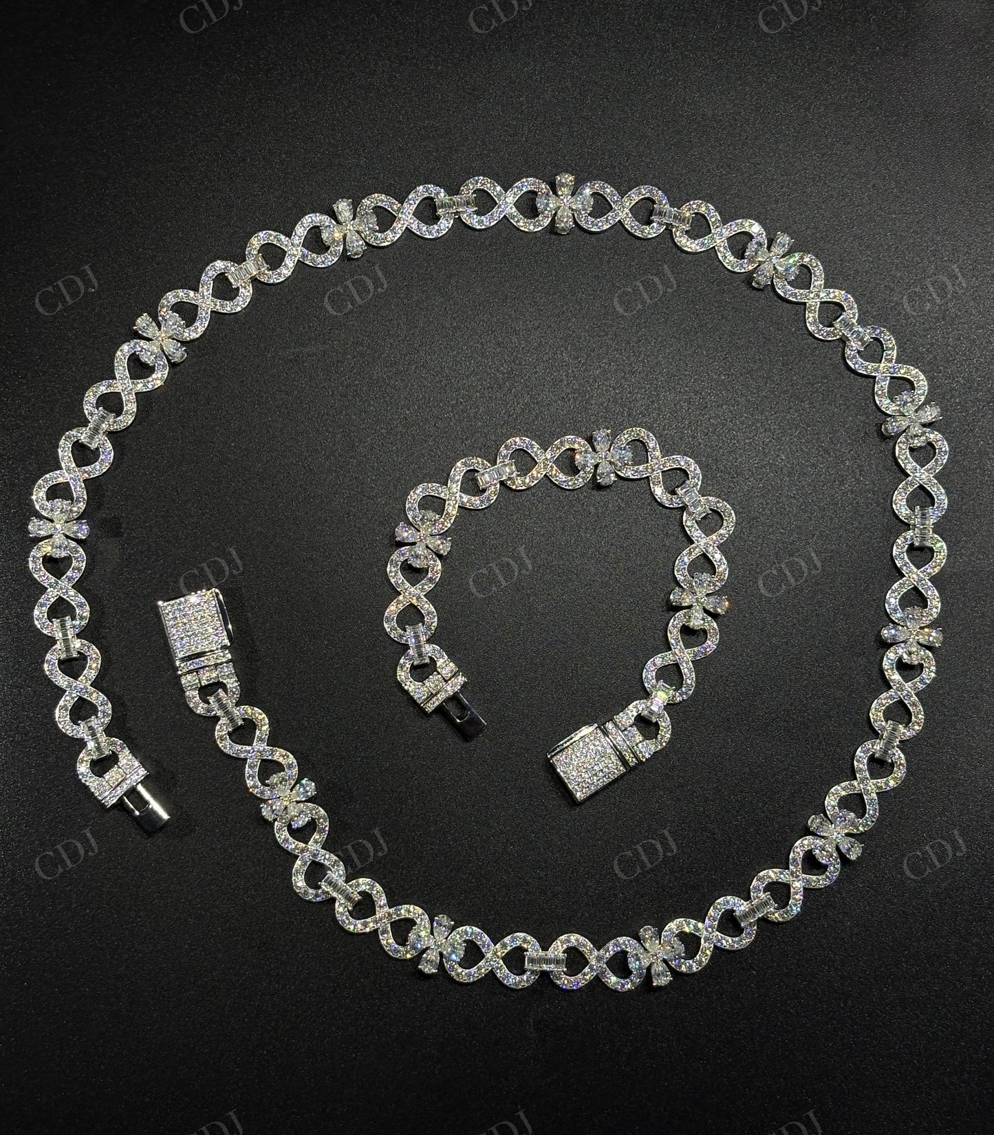 12mm Sterling Silver Moissanite Infinity Flower Chain