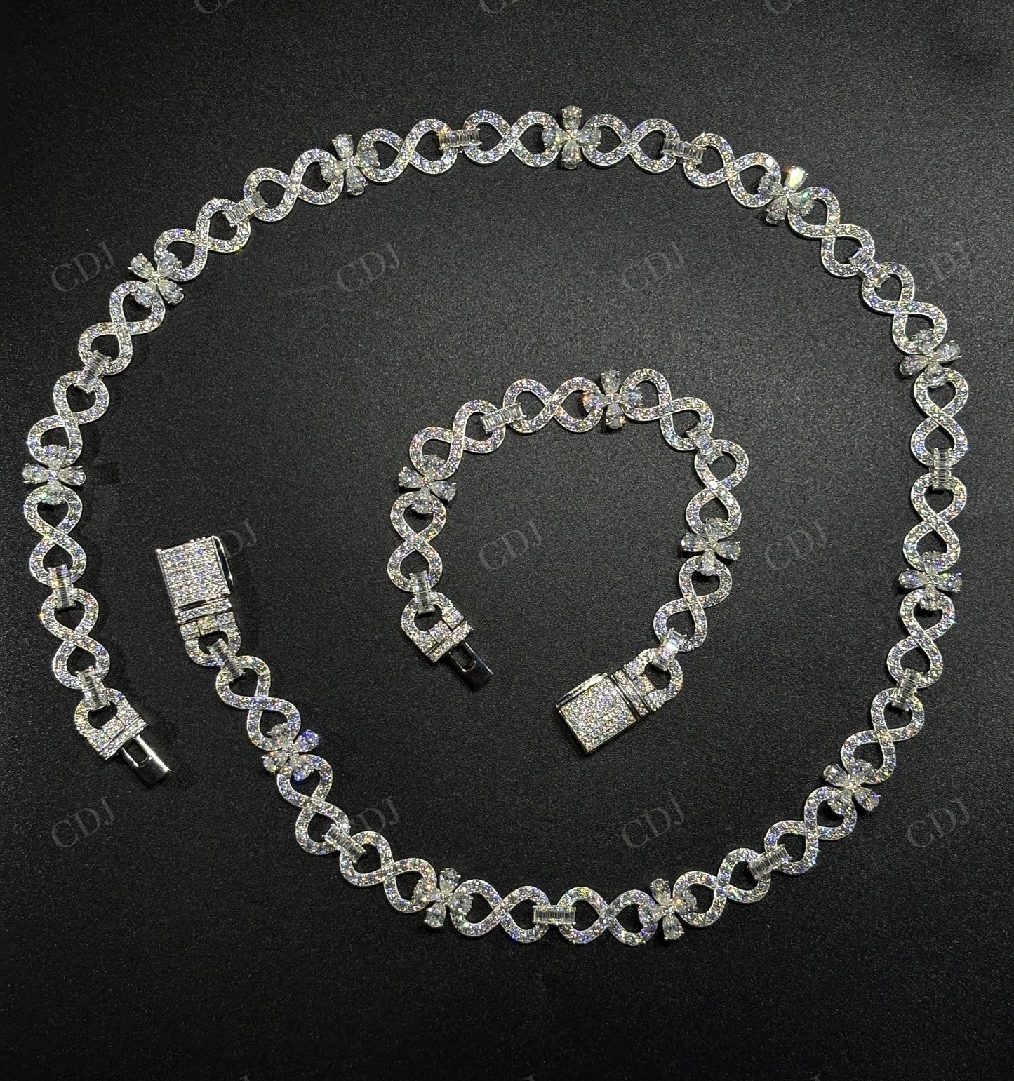 12mm Sterling Silver Moissanite Infinity Flower Chain