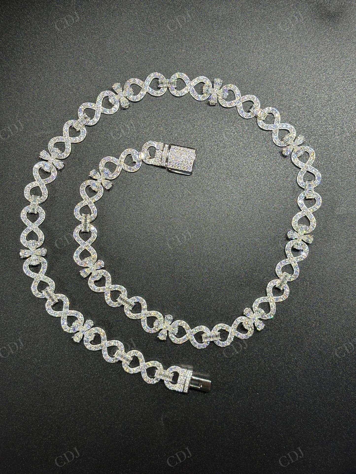 12mm Sterling Silver Moissanite Infinity Flower Chain