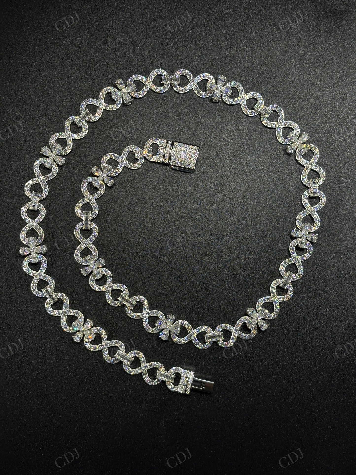 12mm Sterling Silver Moissanite Infinity Flower Chain