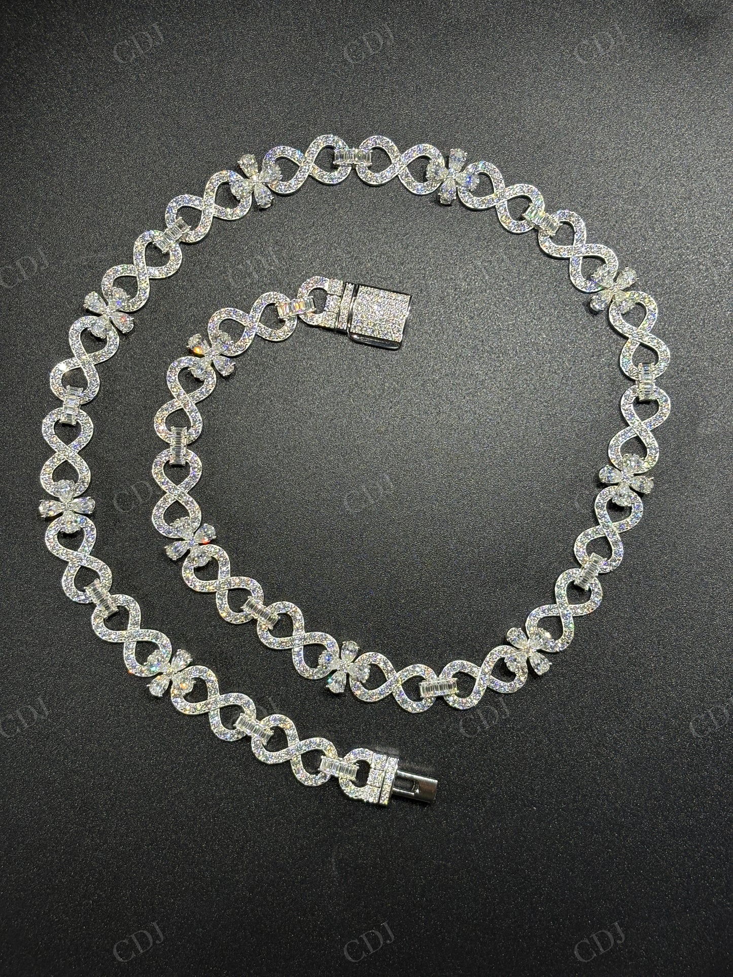 12mm Sterling Silver Moissanite Infinity Flower Chain