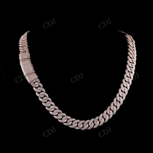 12mm Sterling Silver Moissanite Mosaic Setting Diffrent Lock Chain