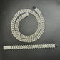 12mm SQ Middle Big Diamond Sterling Silver Moissanite Chain