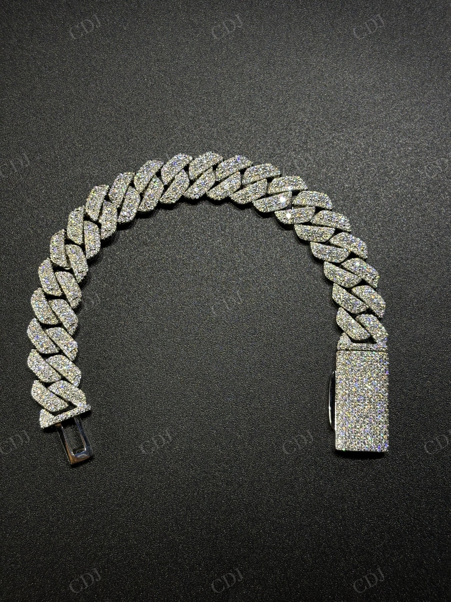 12mm SQ Middle Big Diamond Sterling Silver Moissanite Chain