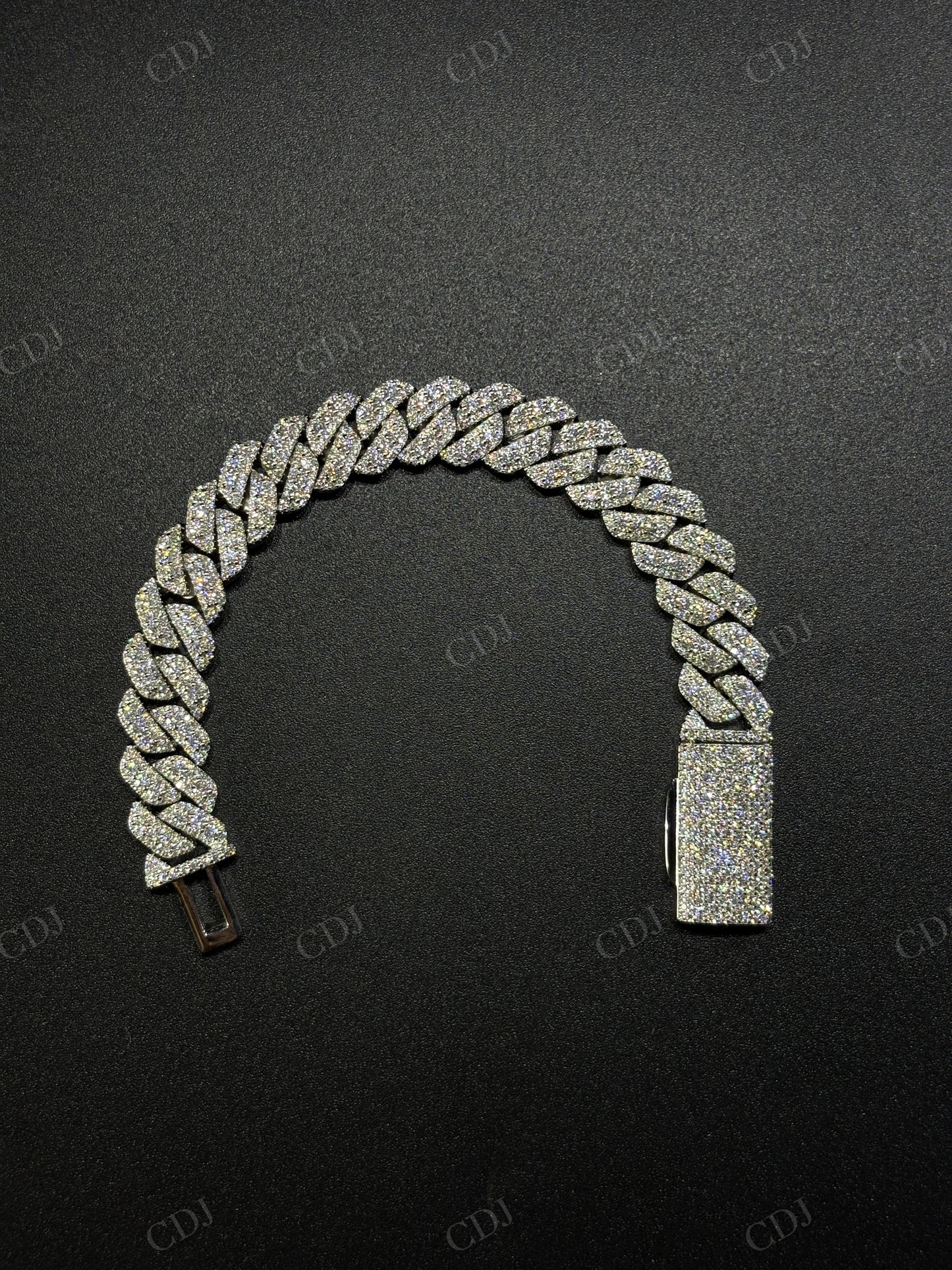 12mm SQ Middle Big Diamond Sterling Silver Moissanite Chain