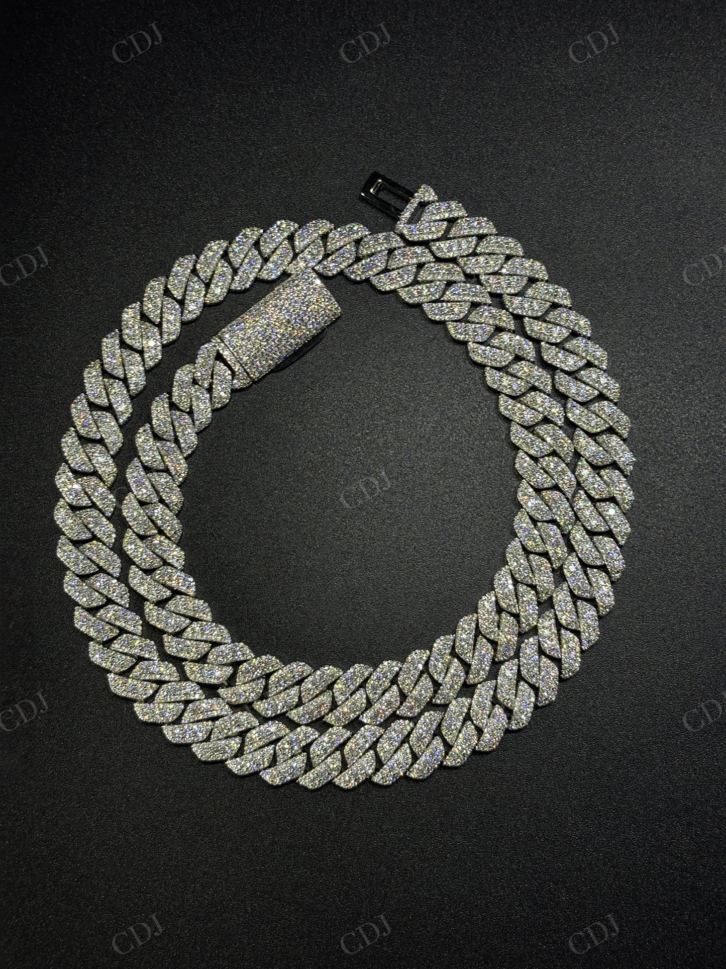12mm SQ Middle Big Diamond Sterling Silver Moissanite Chain