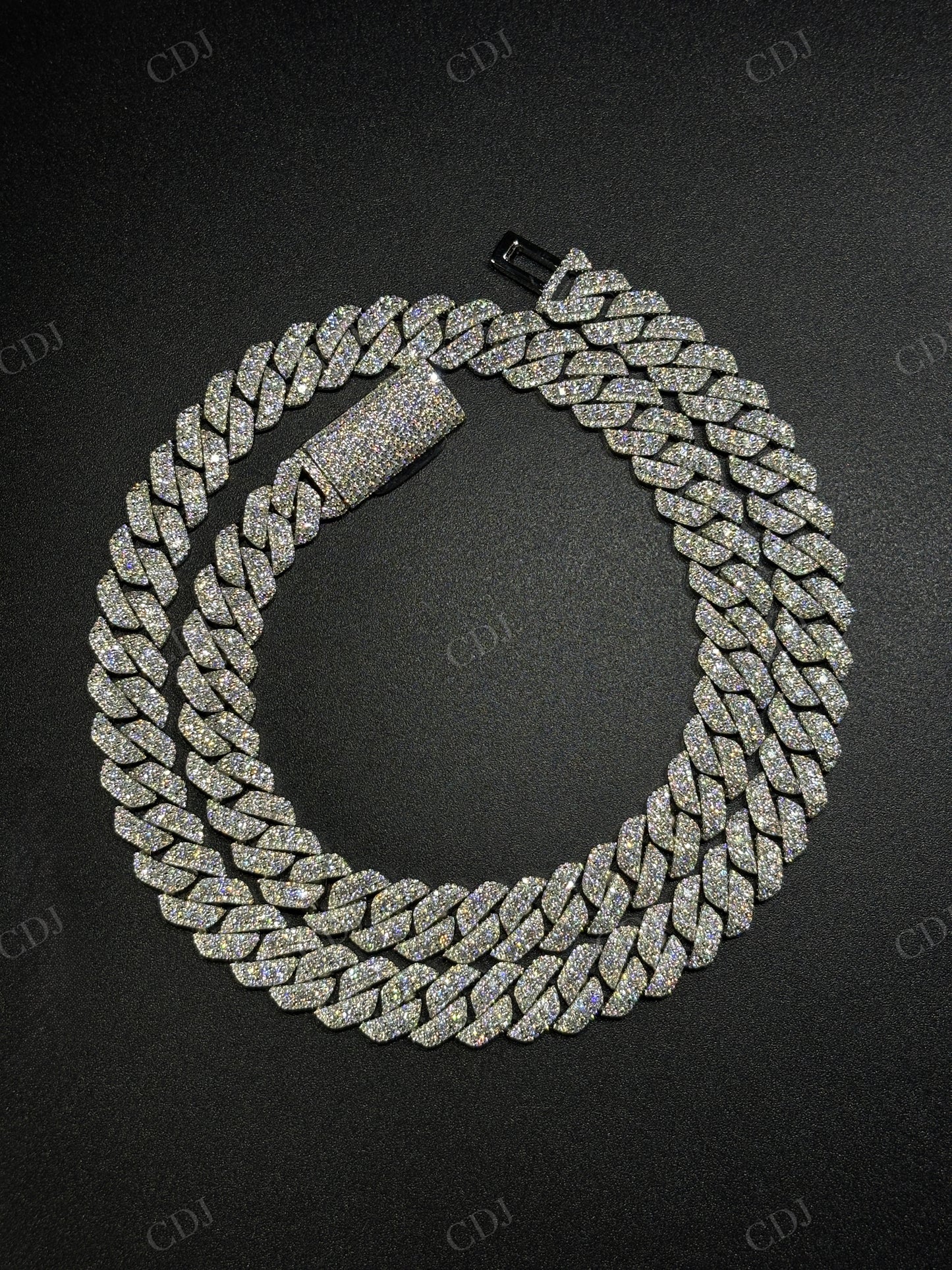12mm SQ Middle Big Diamond Sterling Silver Moissanite Chain