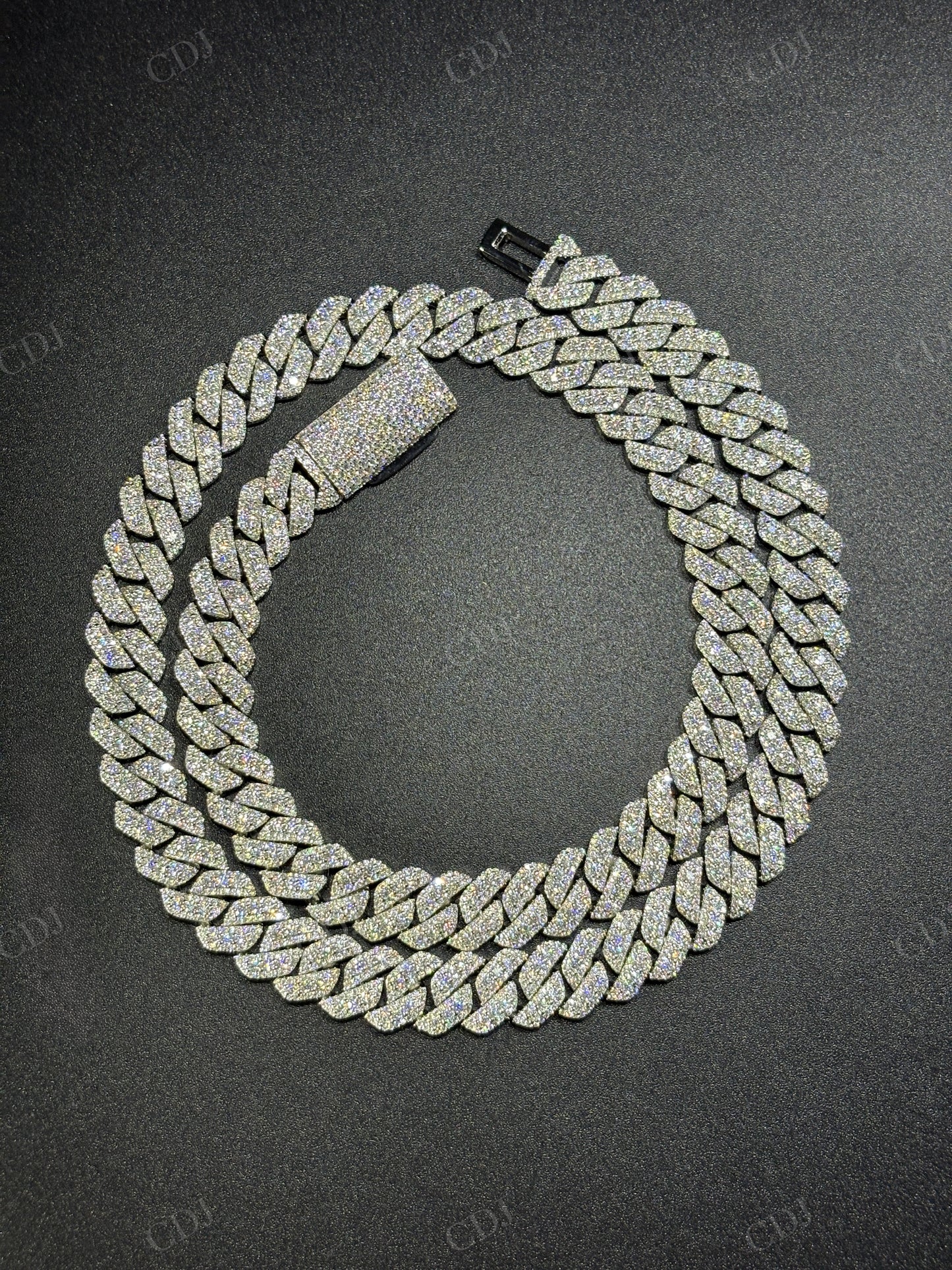 12mm SQ Middle Big Diamond Sterling Silver Moissanite Chain