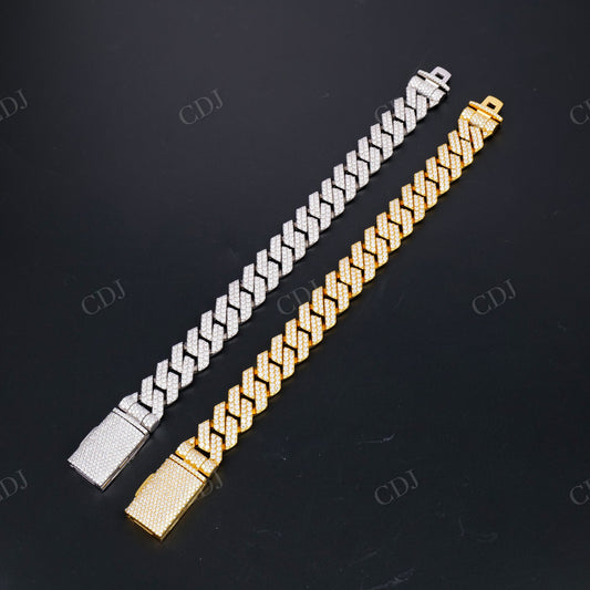 14mm 2 Row SQ Sterling Silver Moissanite Cuban Chain