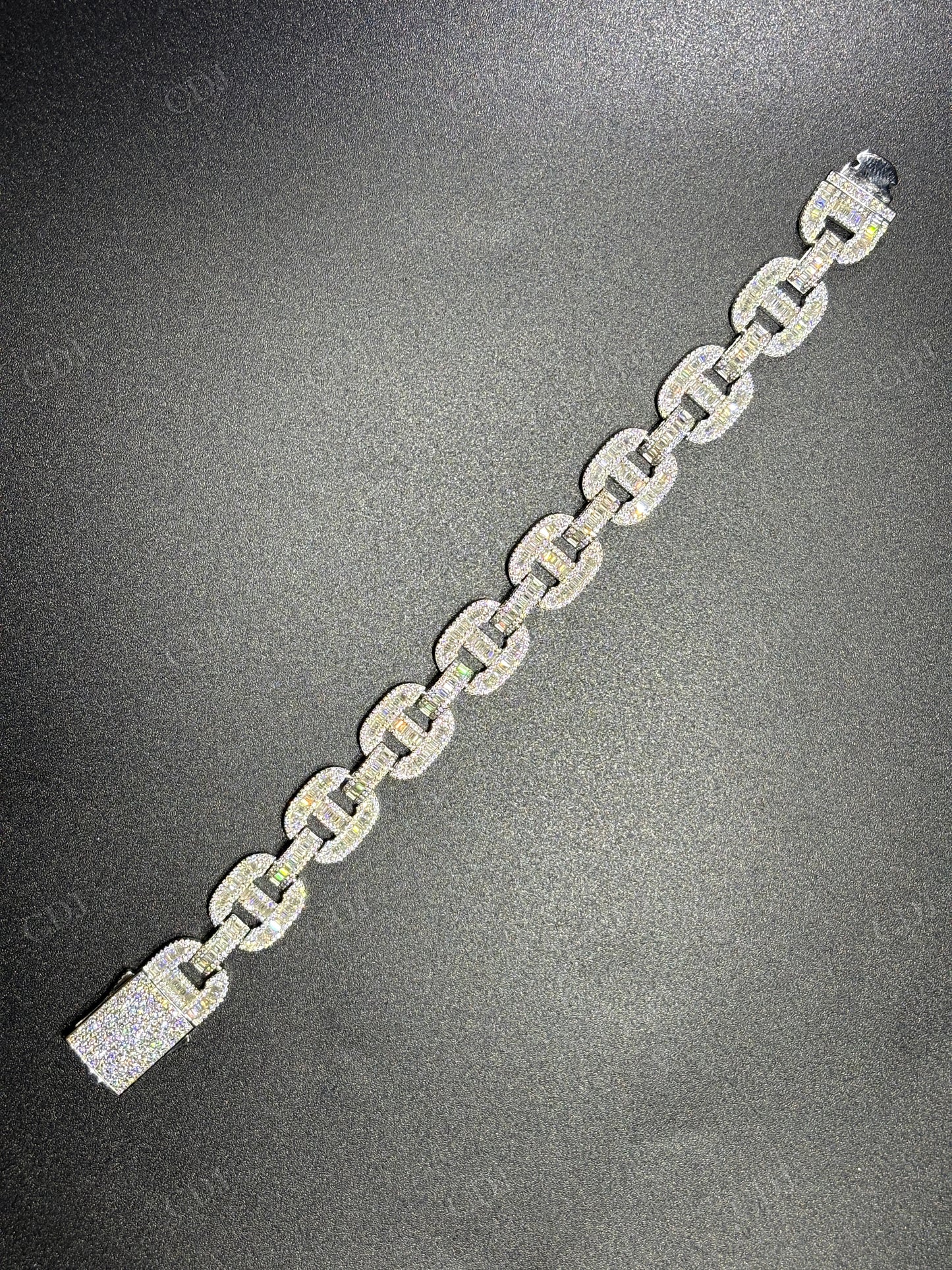 14mm 925 Sterling Silver Moissanite Gucci Link