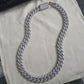 16mm 3row Round and Baguette Lock Sterling Silver Moissanite Chain