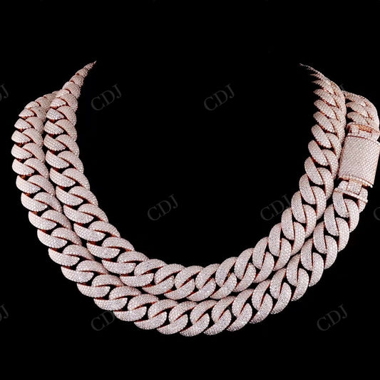 18mm Four Row Sterling Silver Moissanite Cuban Chain