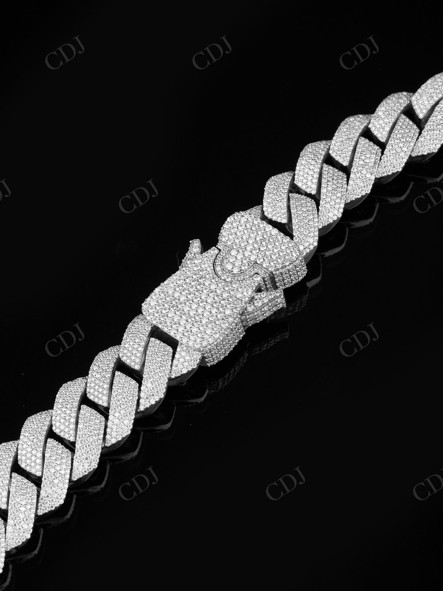 Sterling Silver Moissanite 18mm Dior Lock Chain