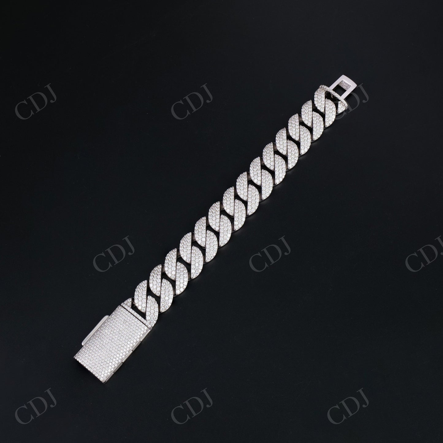 20mm 3 Row Round Sterling Silver Moissanite Cuban Chain