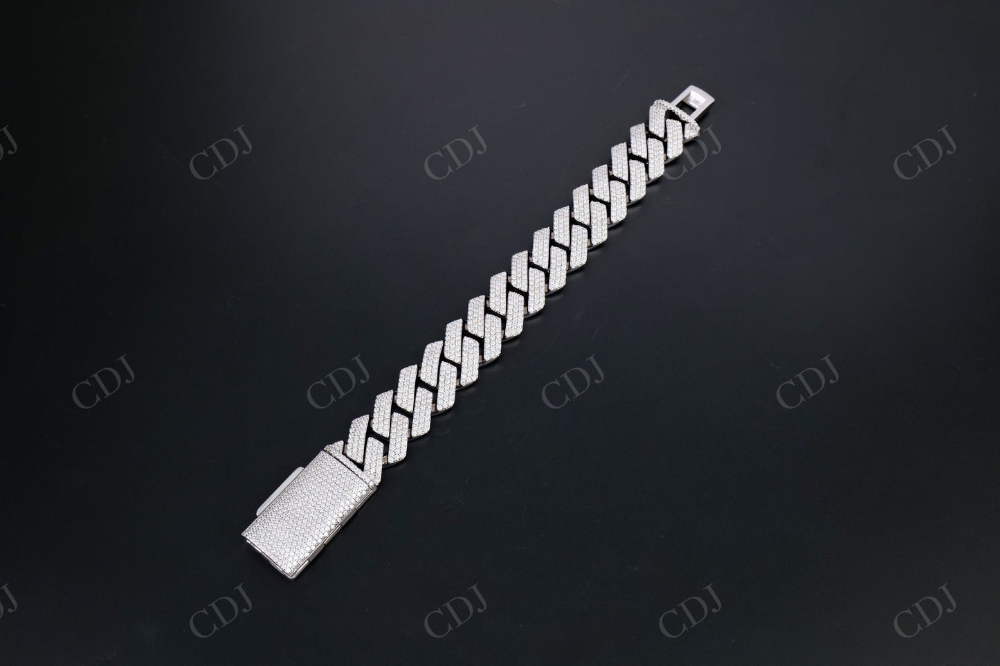 20.0mm square 3 row Sterling Silver Moissanite Cuban Chain