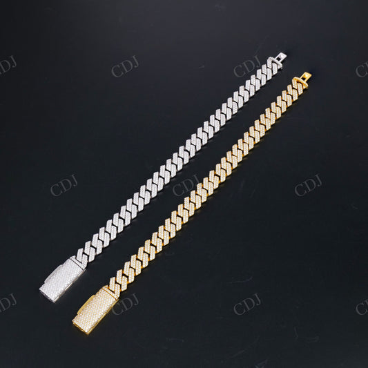 10mm Two Row Square Sterling Silver Moissanite Chain