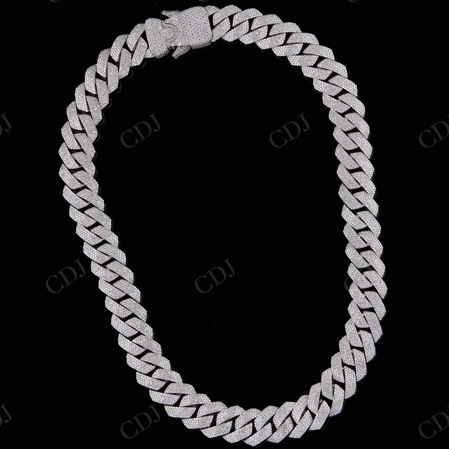 Sterling Silver Moissanite 18mm Dior Lock Chain