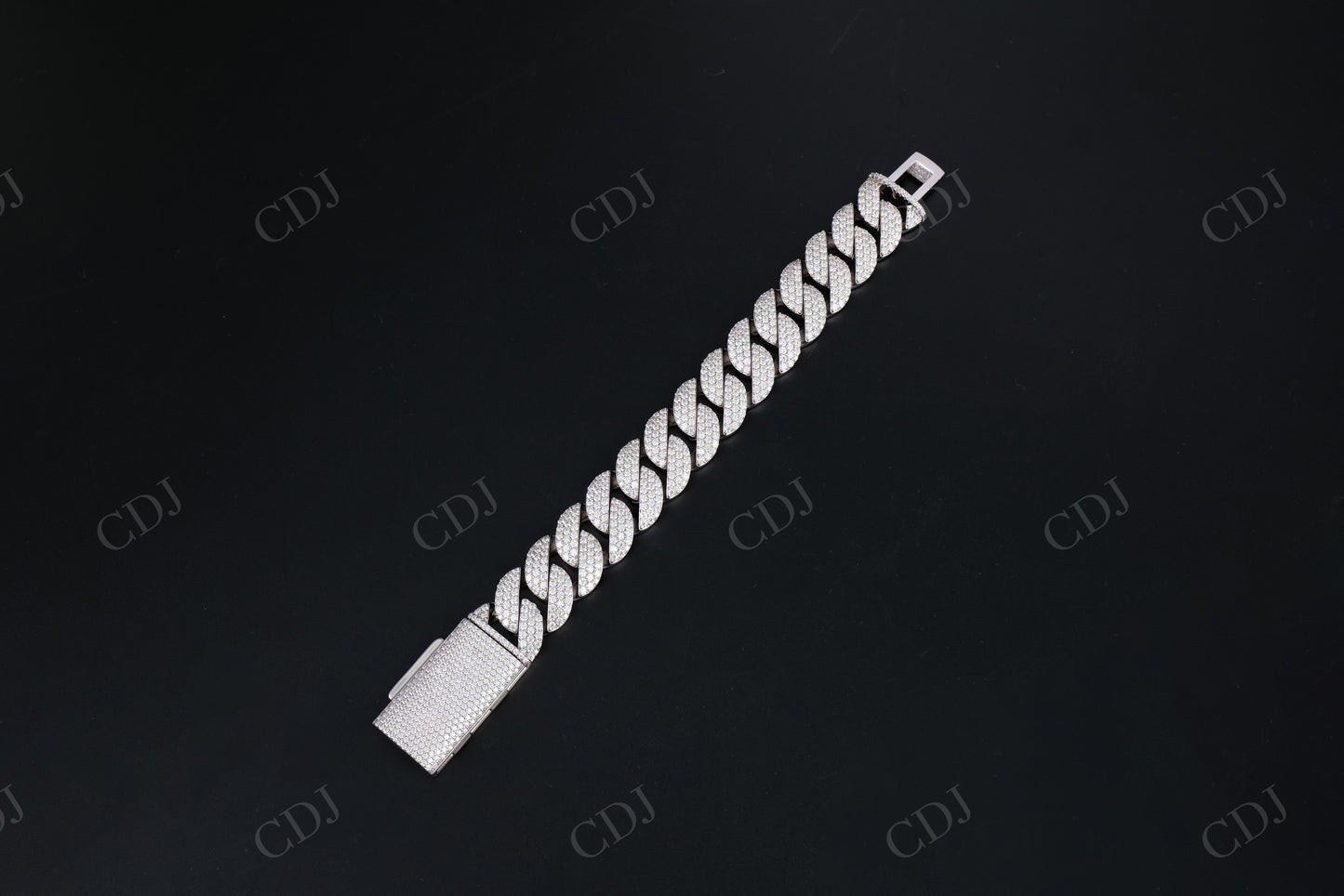 20.0mm square 3 row Sterling Silver Moissanite Cuban Chain