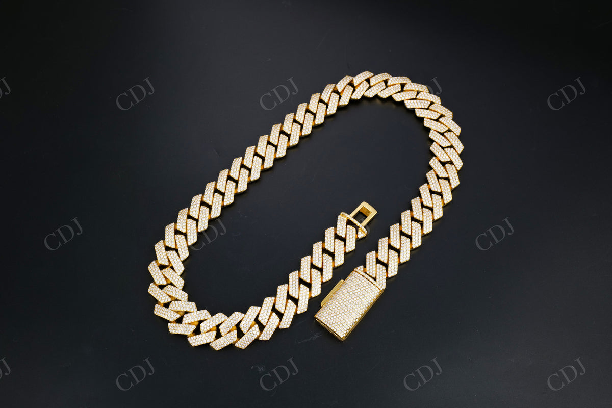 20.0mm square 3 row Sterling Silver Moissanite Cuban Chain